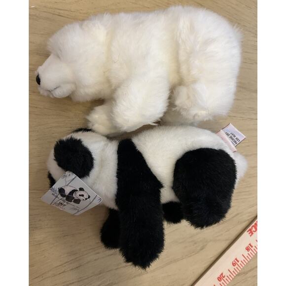 2- World Wildlife Fund 8" Polar Bear & Panda Bear GUND Plush Stuffed Animals 2 - Picture 2 of 16